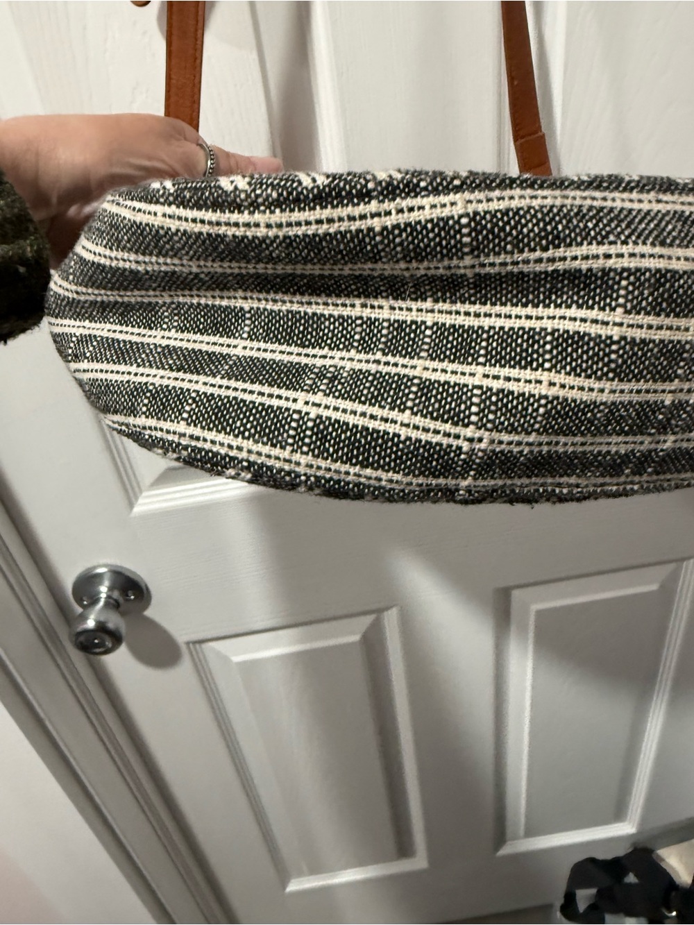 Antik Kraft Black & Tan Striped Shoulder Bag 2 purses in one - Picture 4 of 14